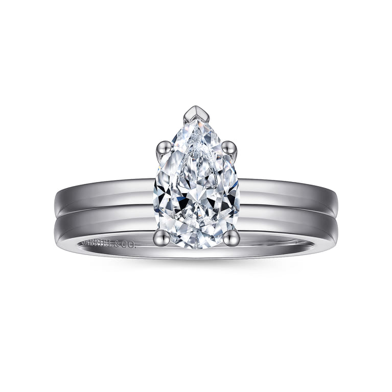 Paula - 14K White Gold Pear Shape Diamond Engagement Ring - Shot 4
