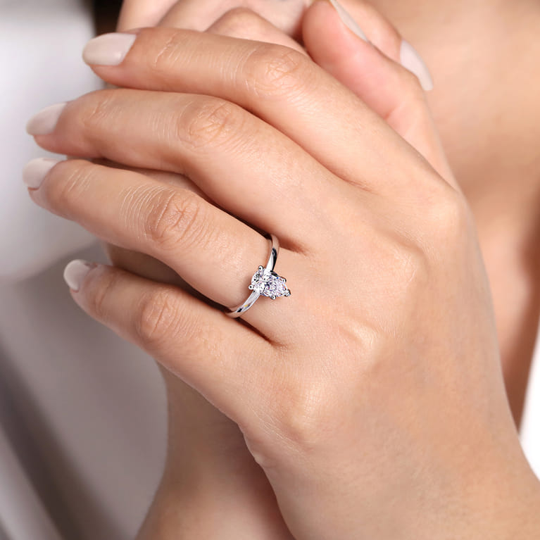 Paula - 14K White Gold Pear Shape Diamond Engagement Ring - Shot 6