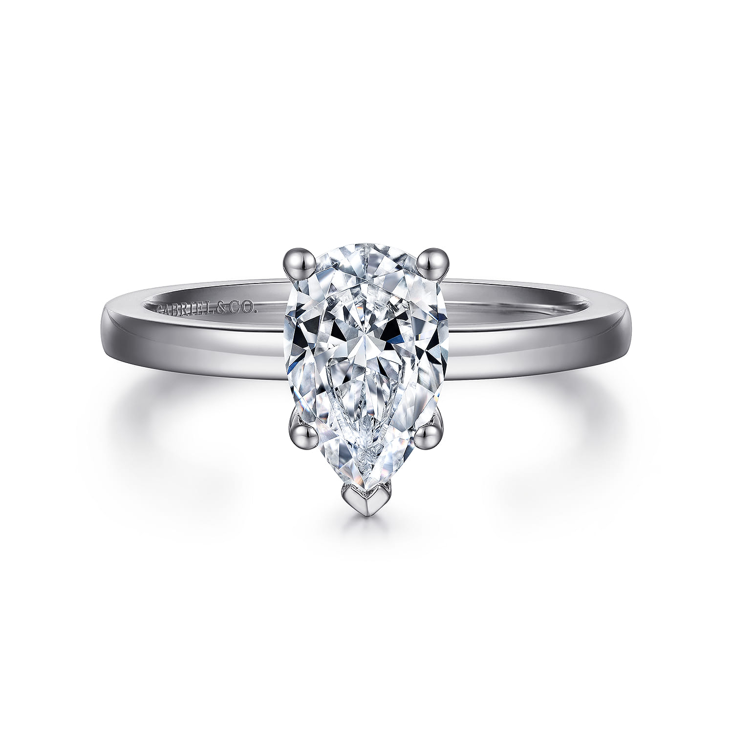 Paula - 14K White Gold Pear Shape Diamond Engagement Ring - Shot 1