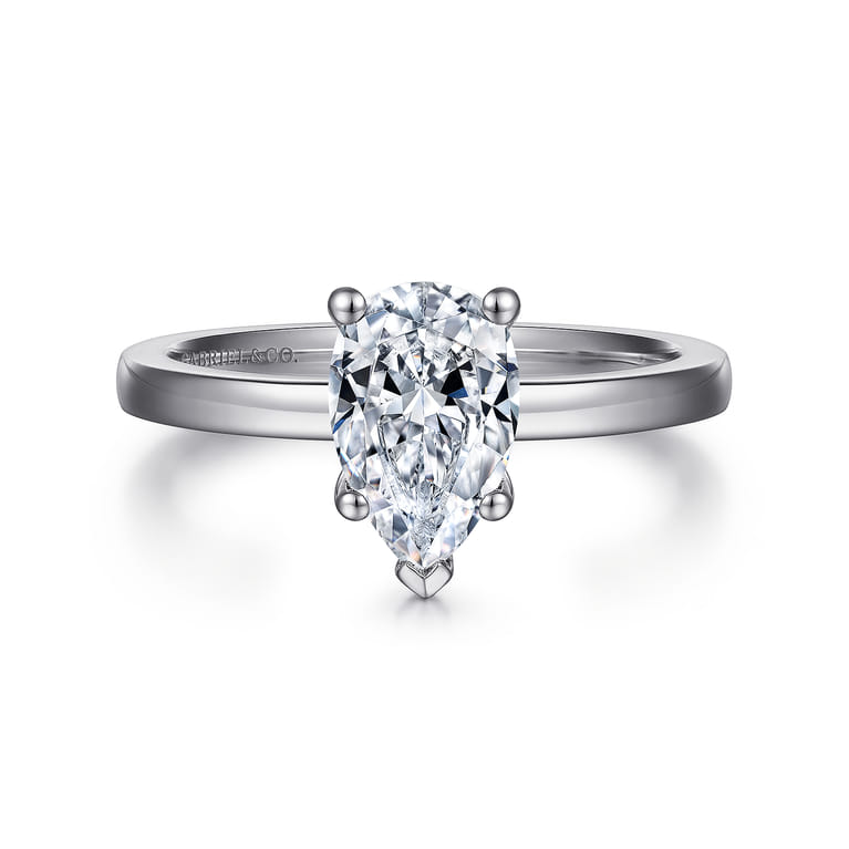 Paula - 14K White Gold Pear Shape Diamond Engagement Ring - Shot 1