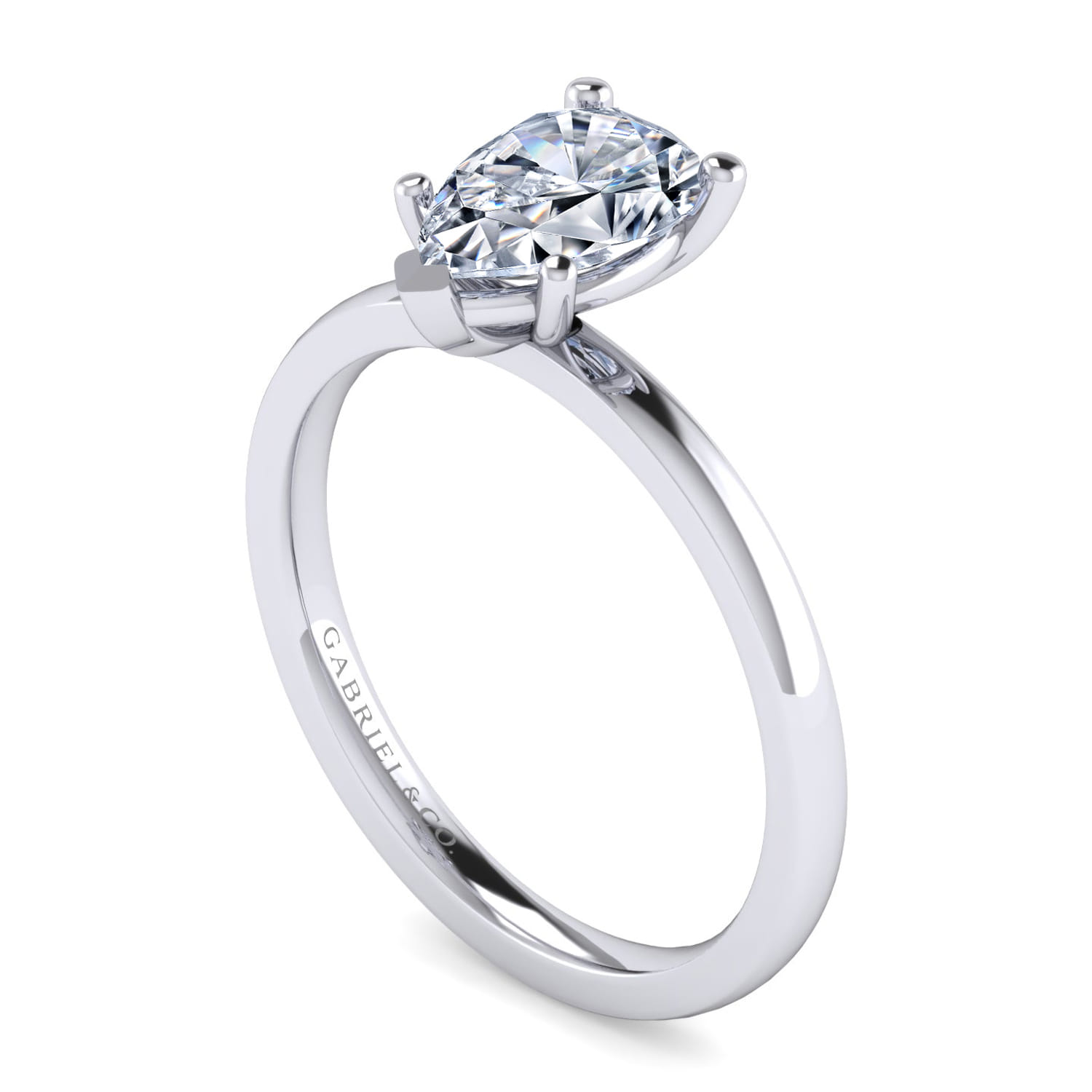 Paula - 14K White Gold Pear Shape Diamond Engagement Ring - Shot 3