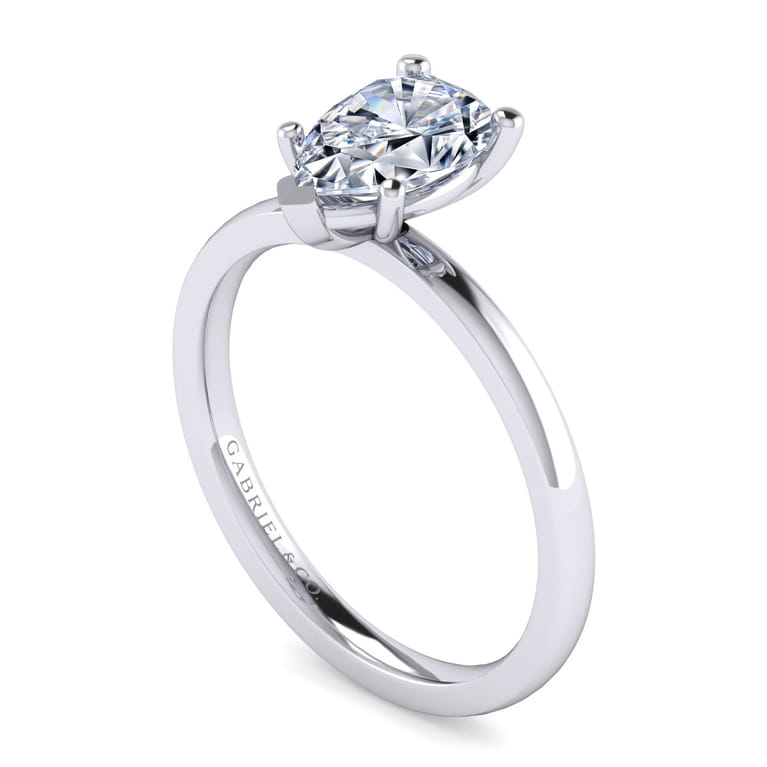 Paula - 14K White Gold Pear Shape Diamond Engagement Ring - Shot 3