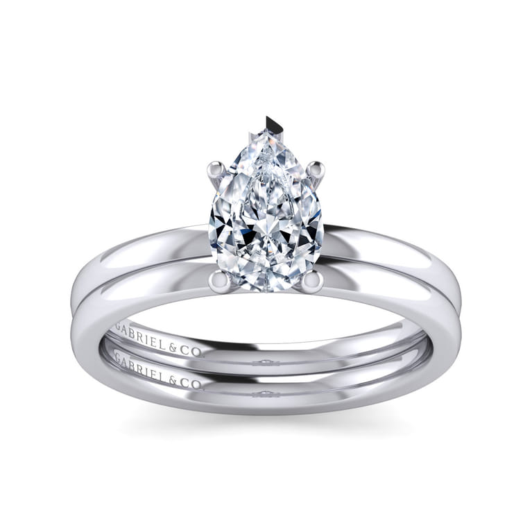Paula - 14K White Gold Pear Shape Diamond Engagement Ring - Shot 4