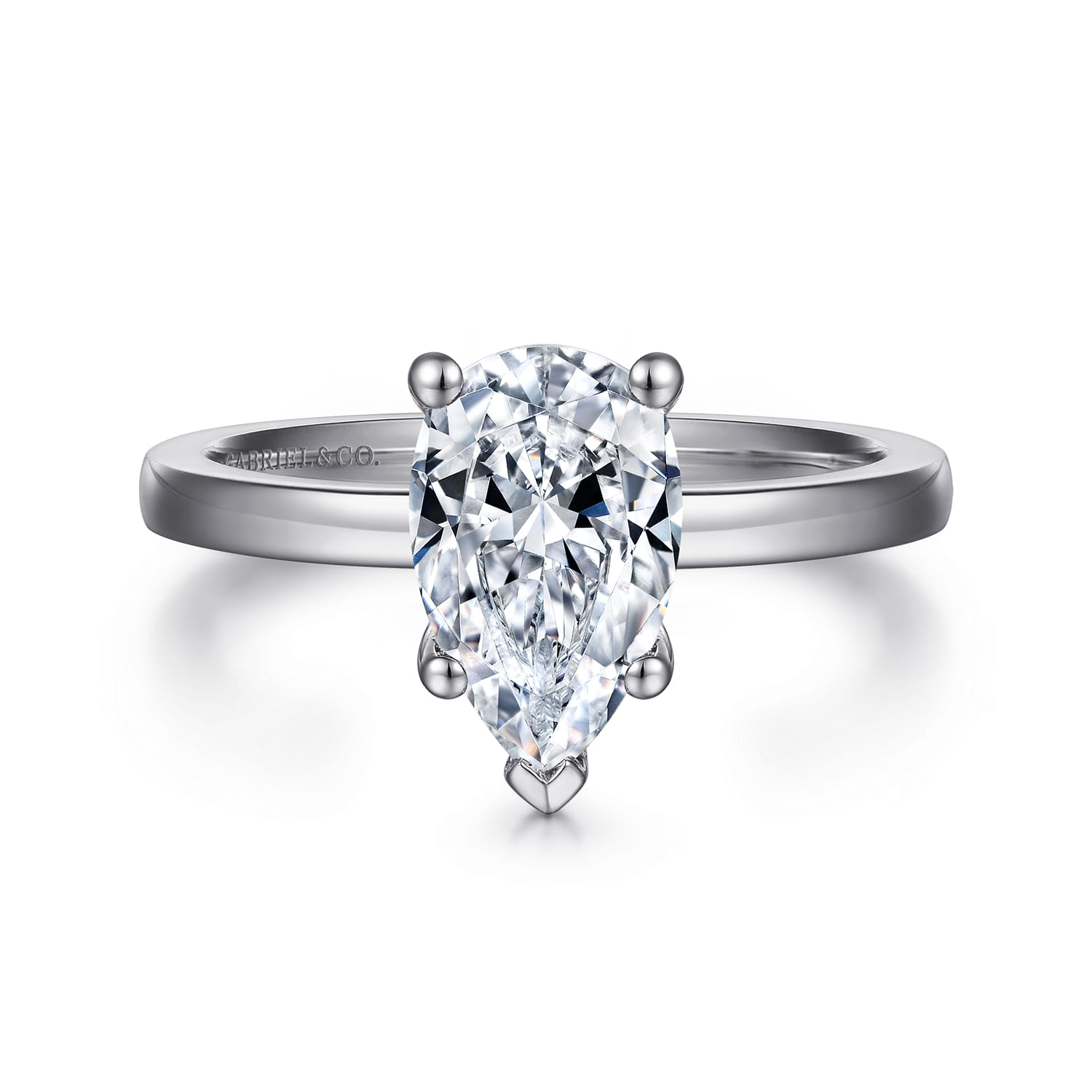 Paula - 14K White Gold Pear Shape Diamond Engagement Ring - Shot 1