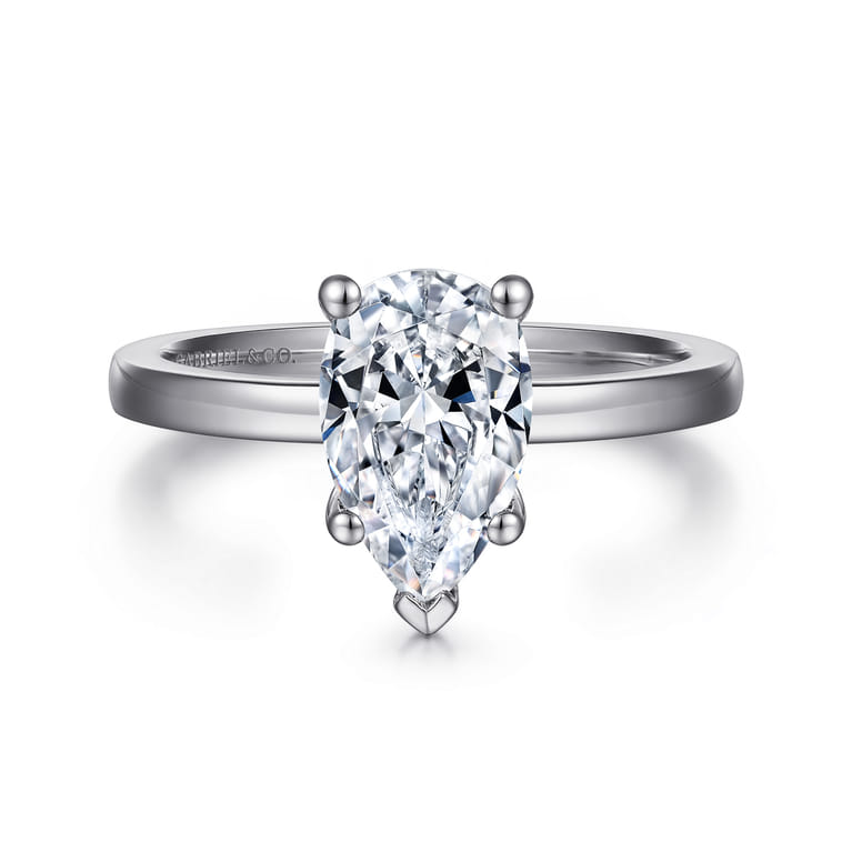 Paula - 14K White Gold Pear Shape Diamond Engagement Ring - Shot 1