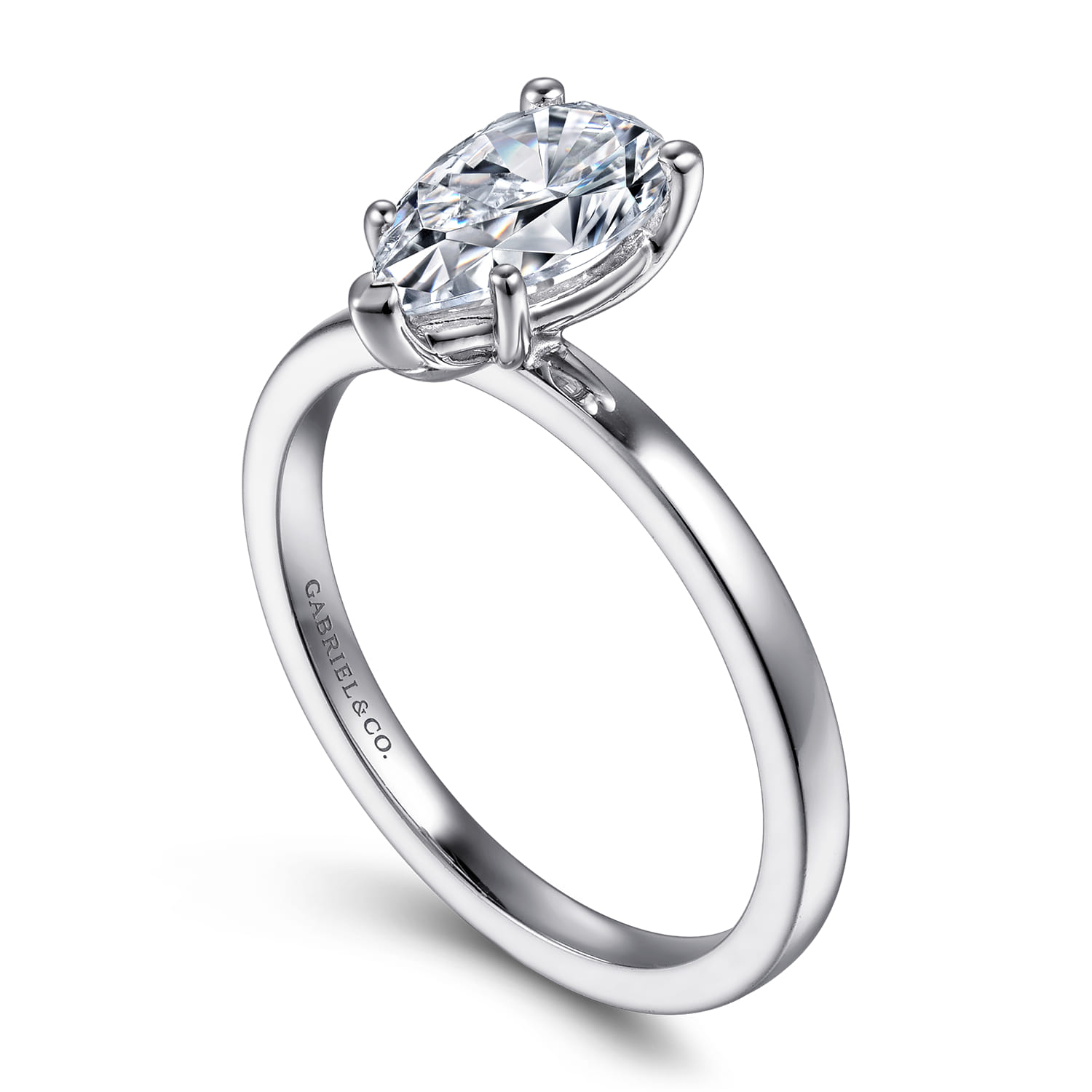 Paula - 14K White Gold Pear Shape Diamond Engagement Ring - Shot 3