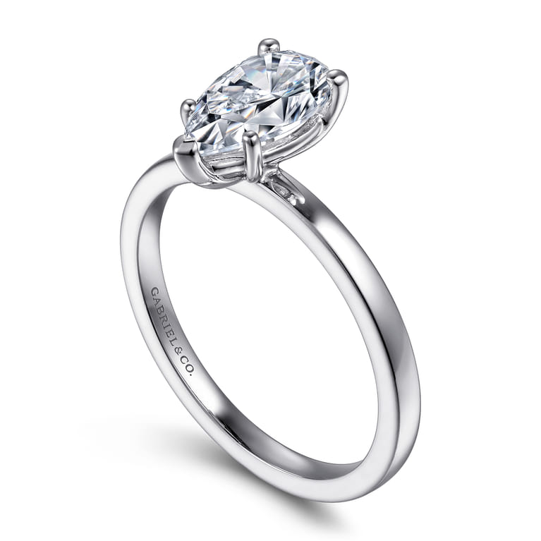 Paula - 14K White Gold Pear Shape Diamond Engagement Ring - Shot 3