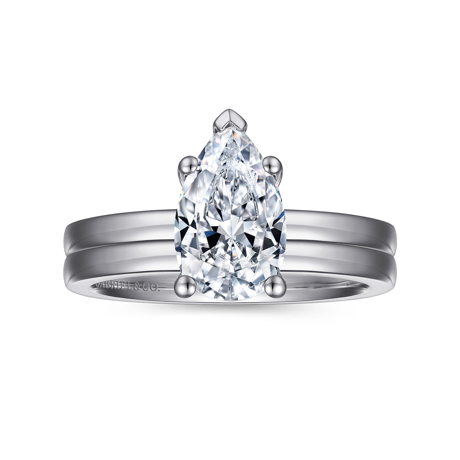 Paula - 14K White Gold Pear Shape Diamond Engagement Ring - Shot 4