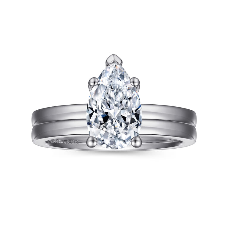 Paula - 14K White Gold Pear Shape Diamond Engagement Ring - Shot 4