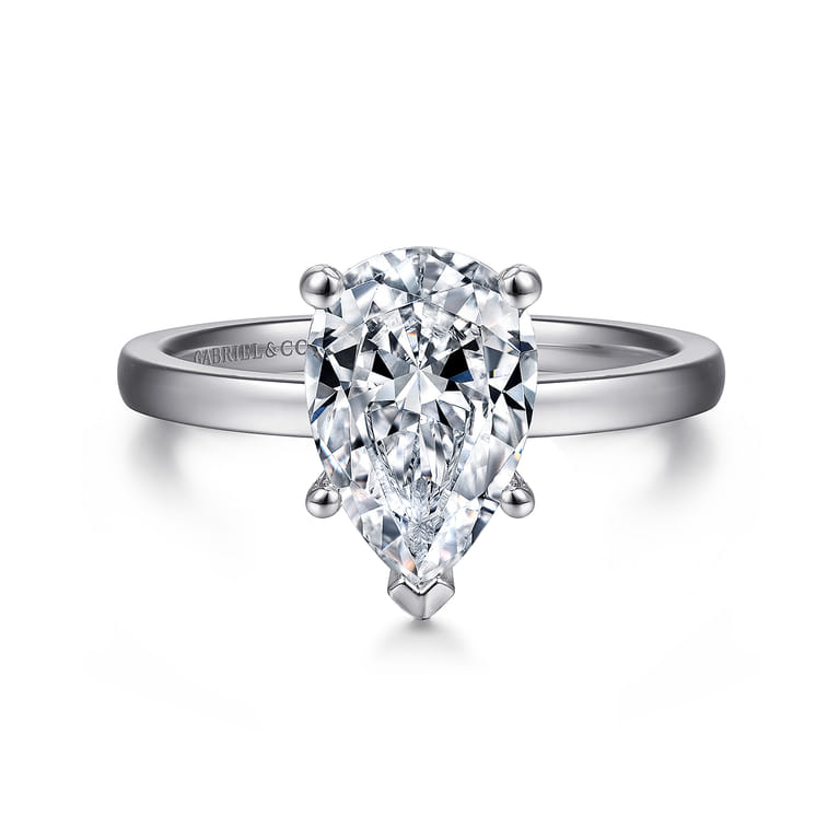 Paula - 14K White Gold Pear Shape Diamond Engagement Ring - Shot 1