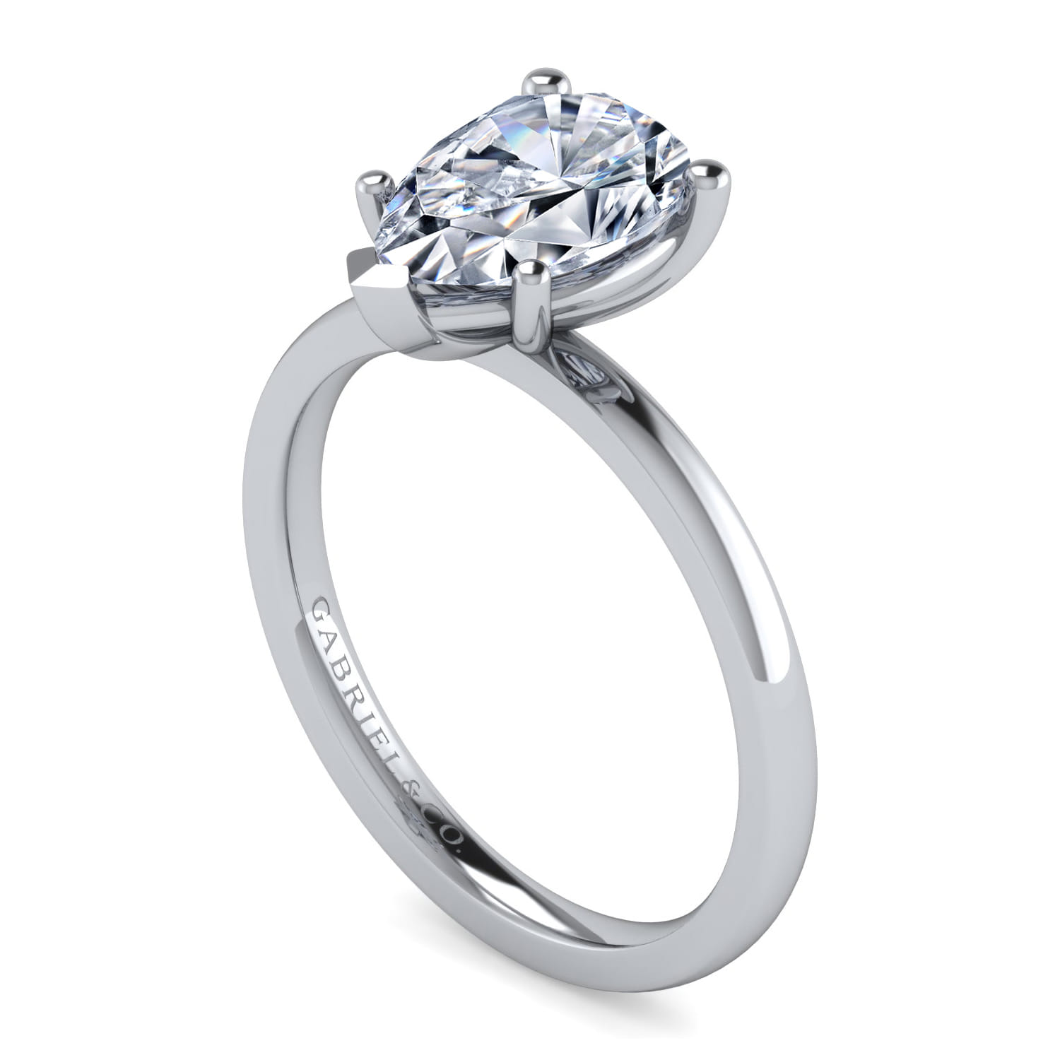 Paula - 14K White Gold Pear Shape Diamond Engagement Ring - Shot 3