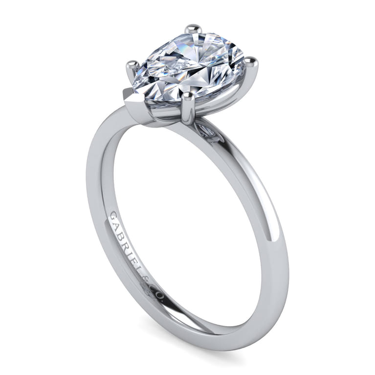 Paula - 14K White Gold Pear Shape Diamond Engagement Ring - Shot 3