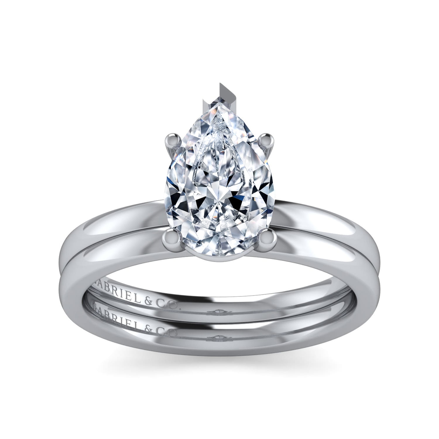 Paula - 14K White Gold Pear Shape Diamond Engagement Ring - Shot 4