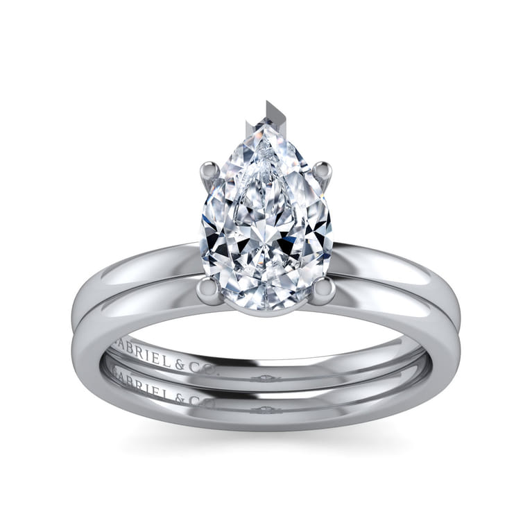 Paula - 14K White Gold Pear Shape Diamond Engagement Ring - Shot 4
