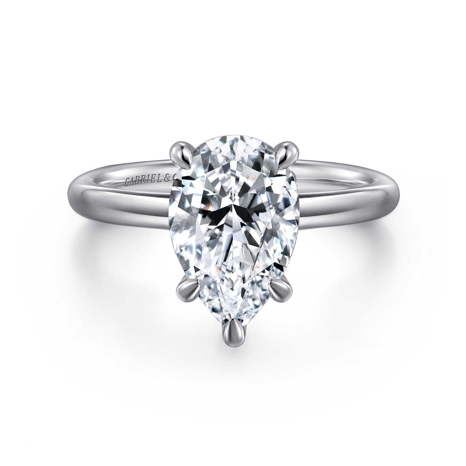 Lark - 14K White Gold Pear Shape Solitaire Engagement Ring - Shot 1