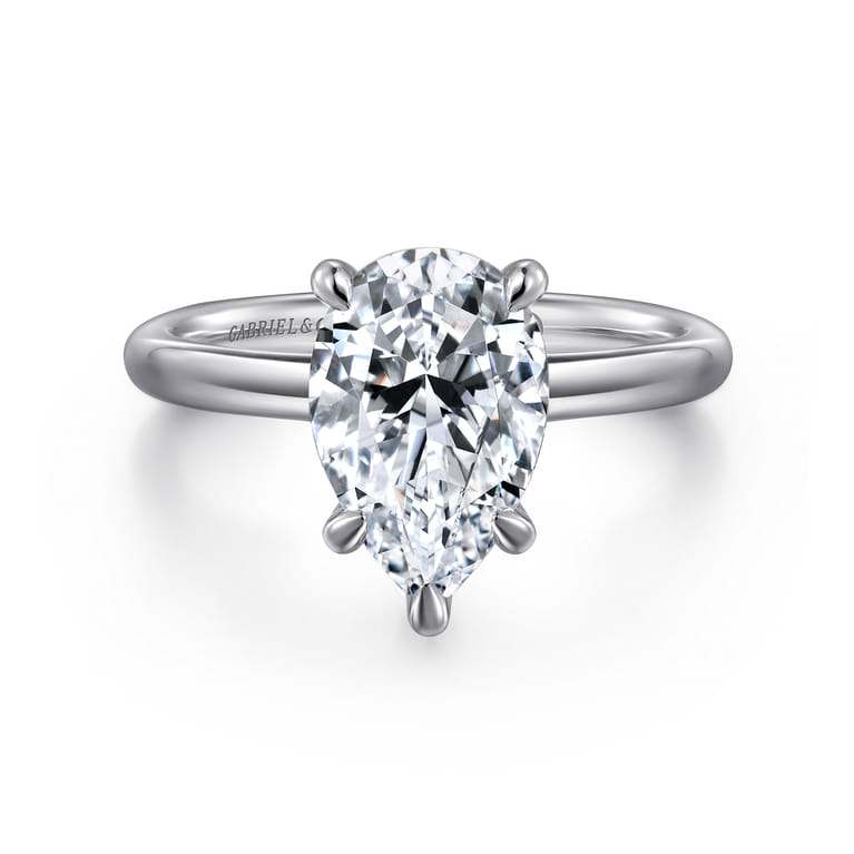 Lark - 14K White Gold Pear Shape Solitaire Engagement Ring - Shot 1