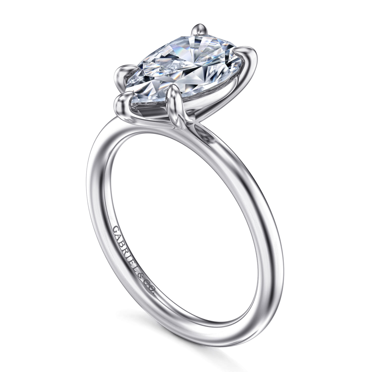 Lark - 14K White Gold Pear Shape Solitaire Engagement Ring - Shot 3