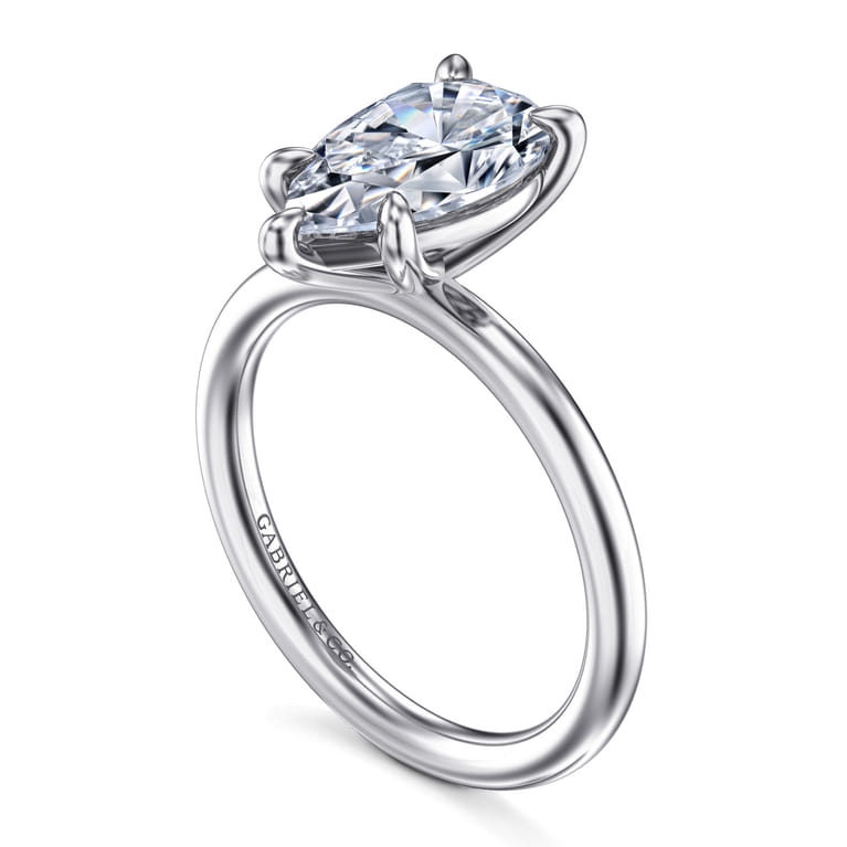 Lark - 14K White Gold Pear Shape Solitaire Engagement Ring - Shot 3