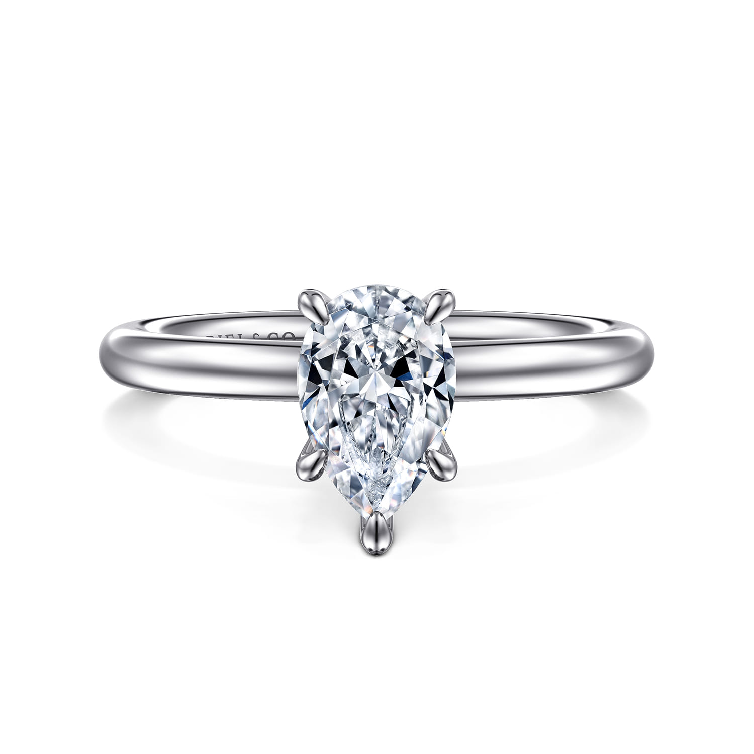 Lark - 14K White Gold Pear Shape Solitaire Engagement Ring - Shot 1