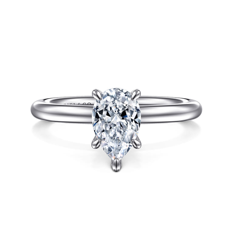 Lark - 14K White Gold Pear Shape Solitaire Engagement Ring - Shot 1