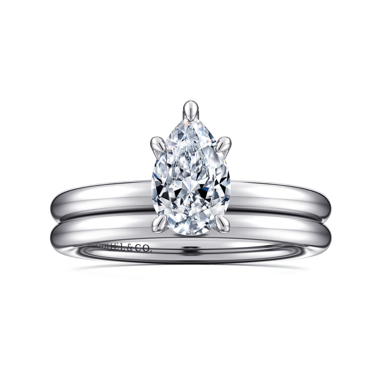 Lark - 14K White Gold Pear Shape Solitaire Engagement Ring - Shot 4