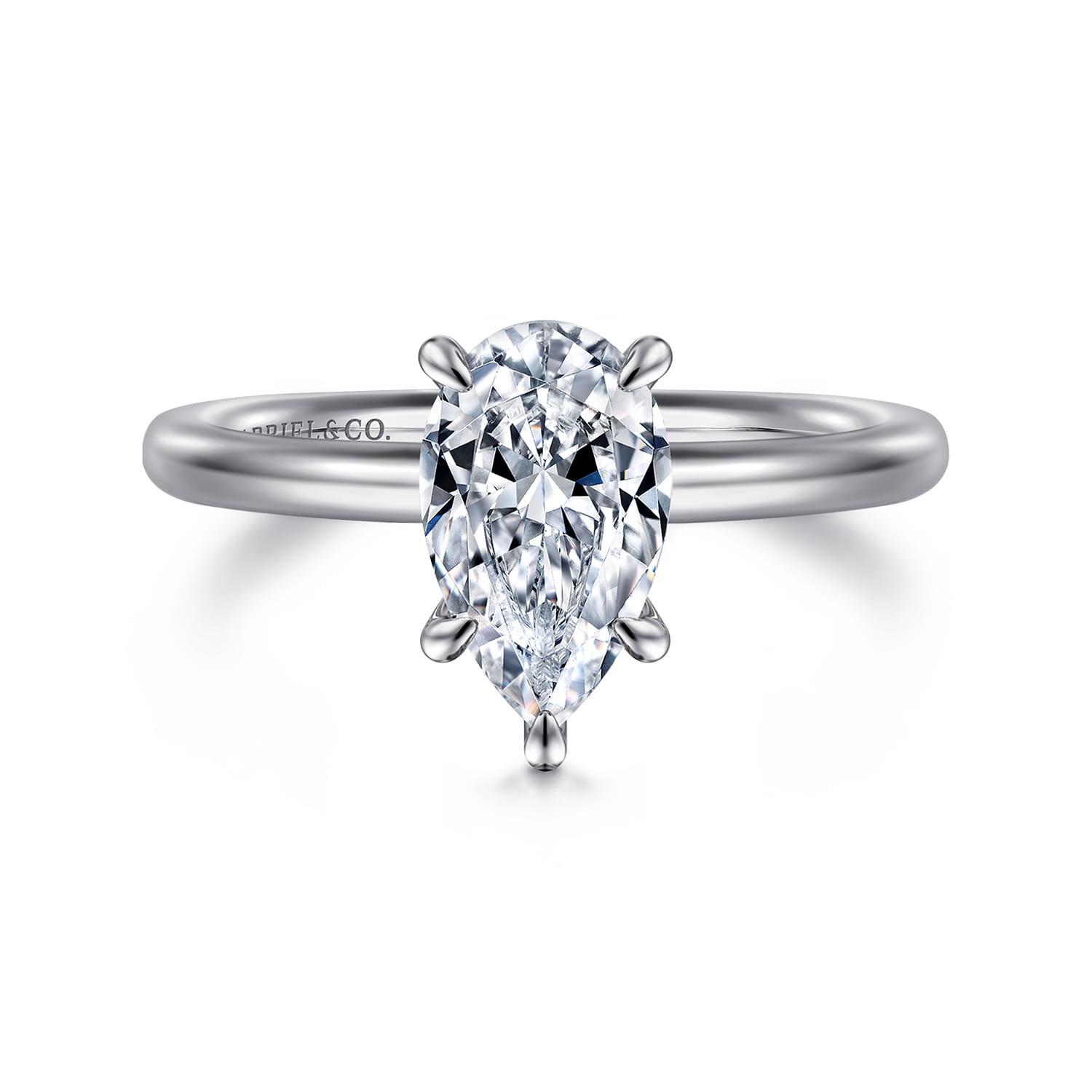 Lark - 14K White Gold Pear Shape Solitaire Engagement Ring - Shot 1