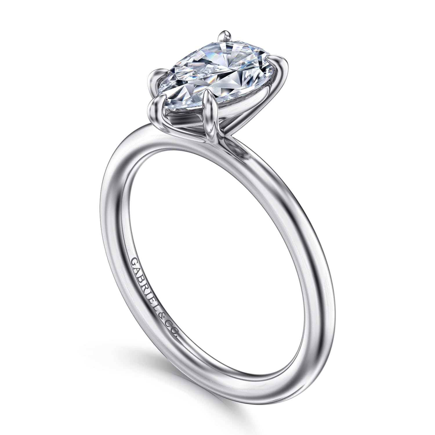 Lark - 14K White Gold Pear Shape Solitaire Engagement Ring - Shot 3