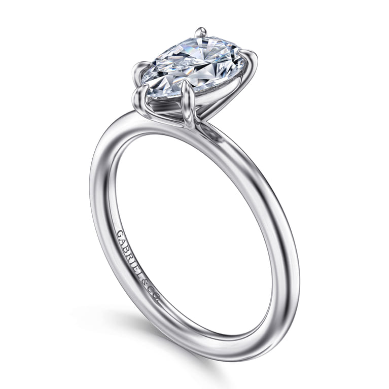 Lark - 14K White Gold Pear Shape Solitaire Engagement Ring - Shot 3