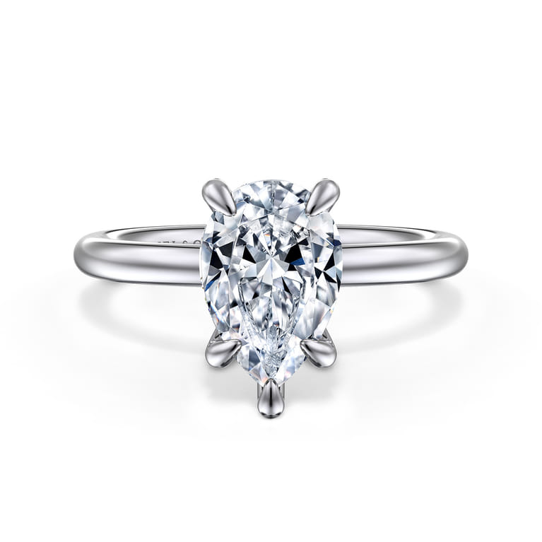 Lark - 14K White Gold Pear Shape Solitaire Engagement Ring - Shot 1