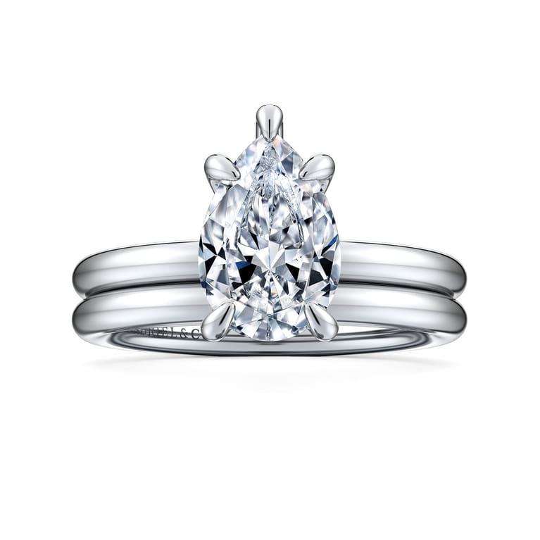 Lark - 14K White Gold Pear Shape Solitaire Engagement Ring - Shot 4