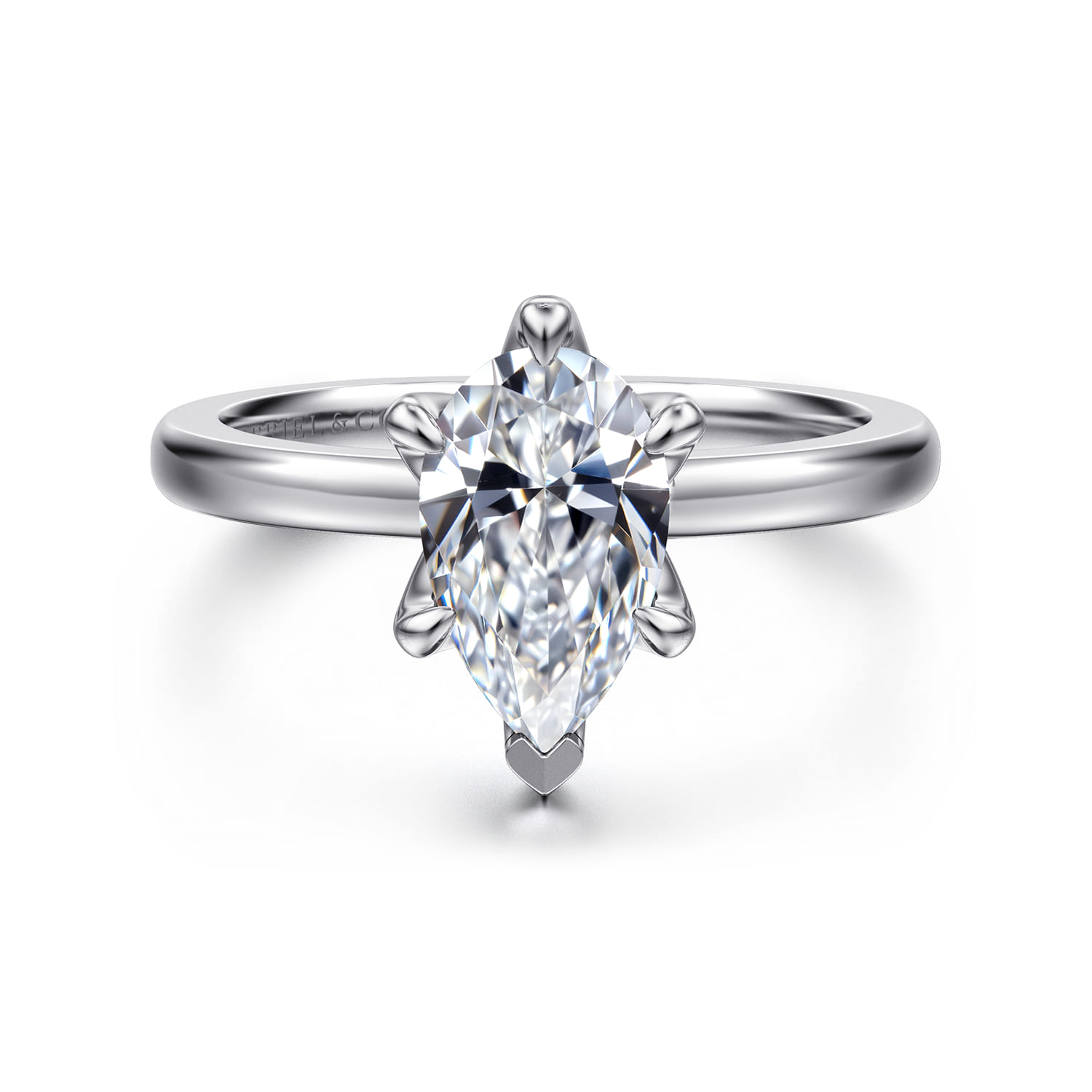 Emma - 14K White Gold Pear Shape Solitaire Engagement Ring - Shot 1