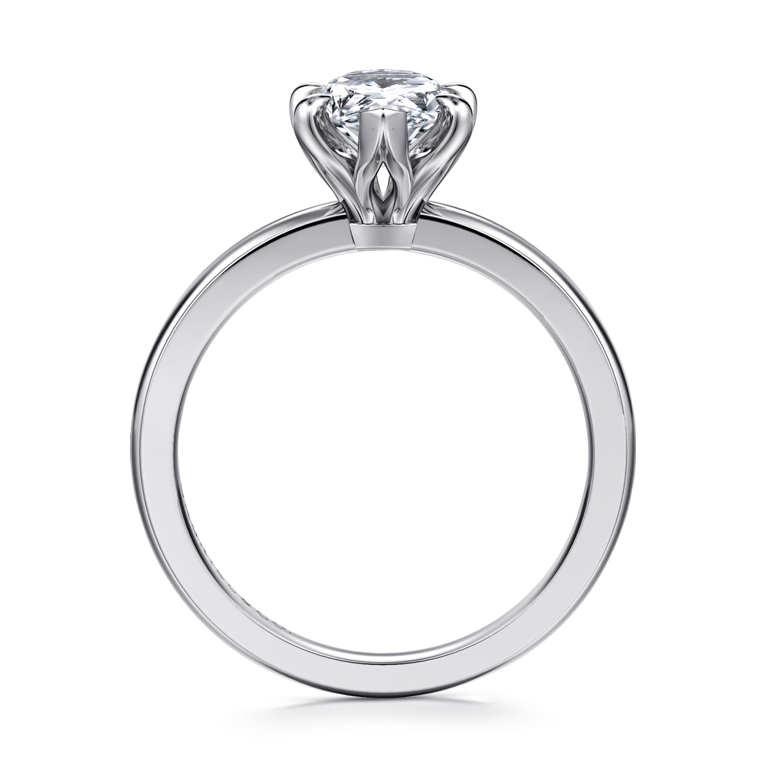 Emma - 14K White Gold Pear Shape Solitaire Engagement Ring - Shot 2