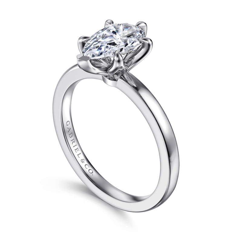Emma - 14K White Gold Pear Shape Solitaire Engagement Ring - Shot 3