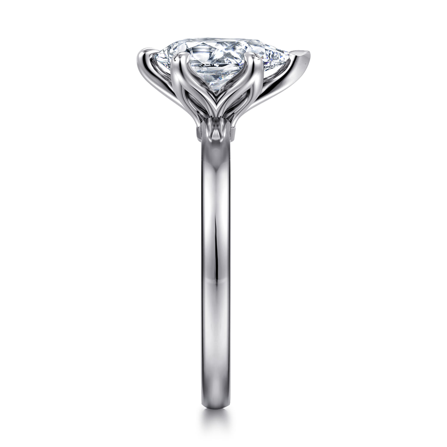 Emma - 14K White Gold Pear Shape Solitaire Engagement Ring - Shot 4