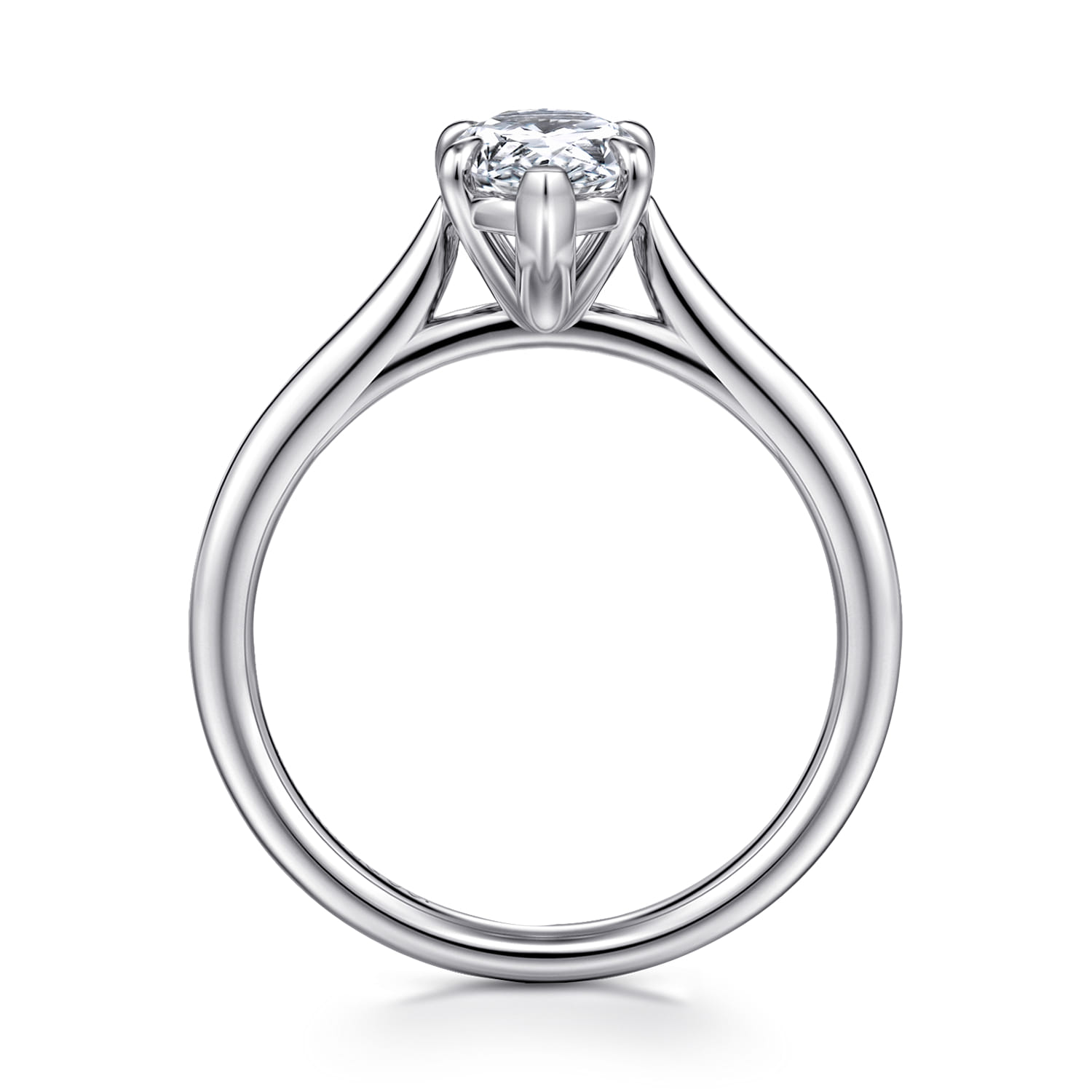 Anne - 14K White Gold Pear Shape Solitaire Diamond Engagement Ring - Shot 2