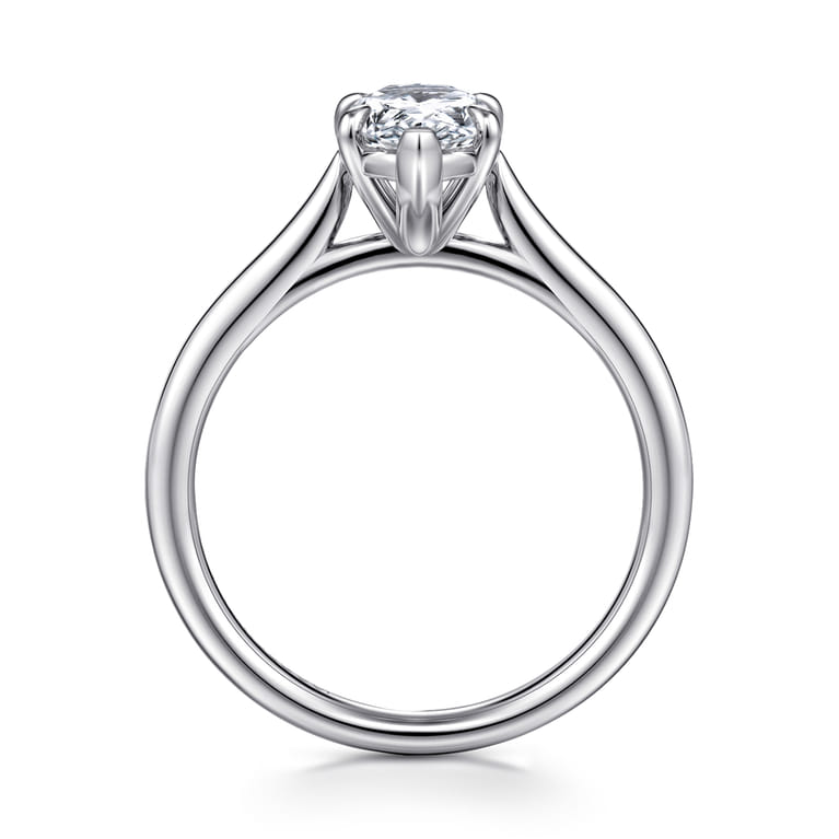 Anne - 14K White Gold Pear Shape Solitaire Diamond Engagement Ring - Shot 2