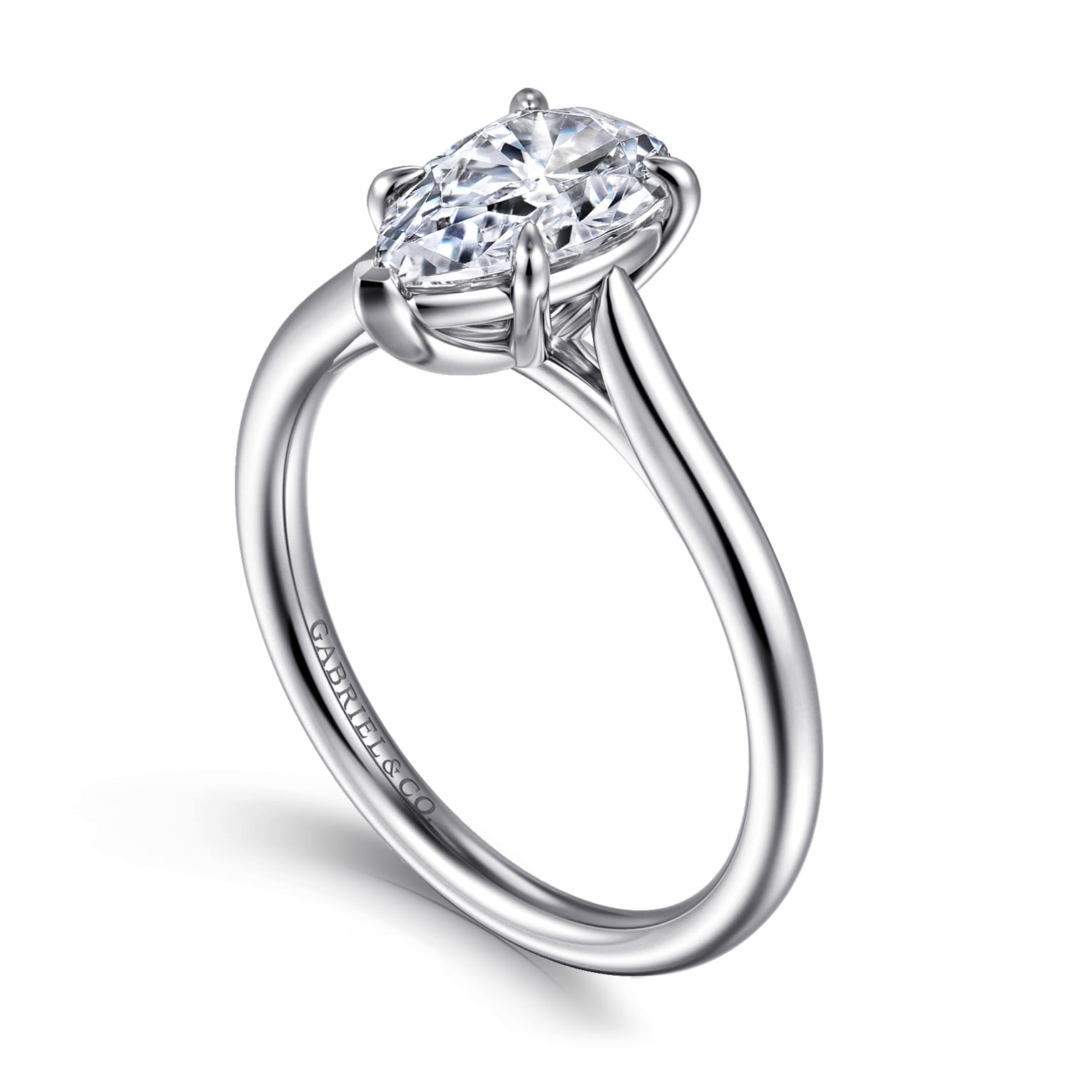 Anne - 14K White Gold Pear Shape Solitaire Diamond Engagement Ring - Shot 3