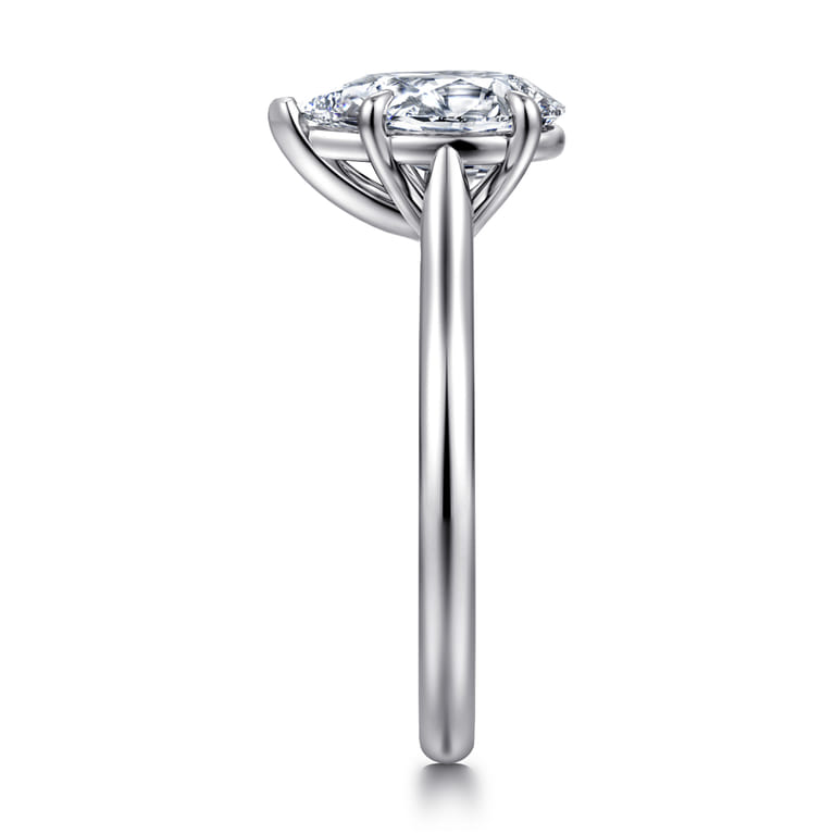 Anne - 14K White Gold Pear Shape Solitaire Diamond Engagement Ring - Shot 4