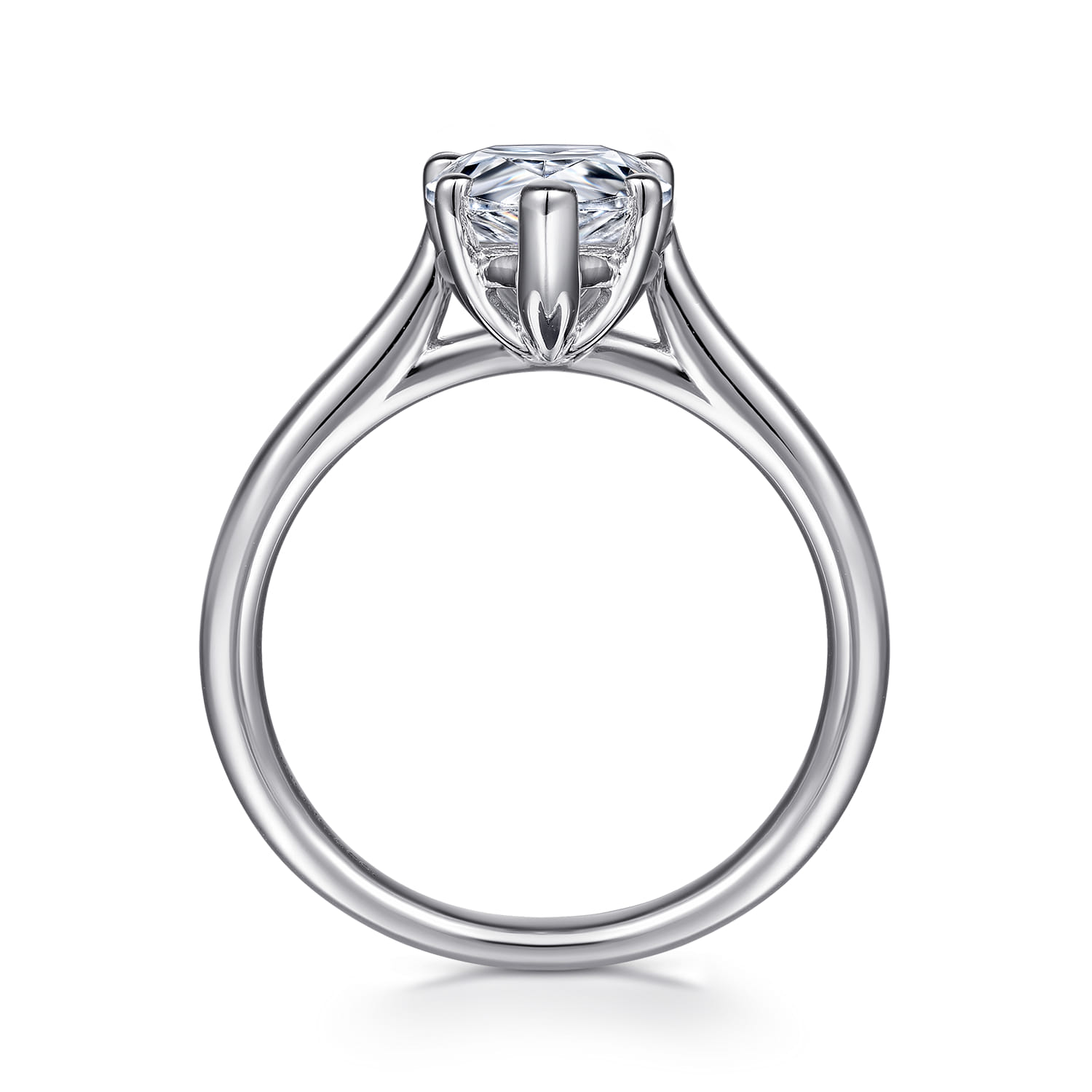 Anne - 14K White Gold Pear Shape Solitaire Diamond Engagement Ring - Shot 2