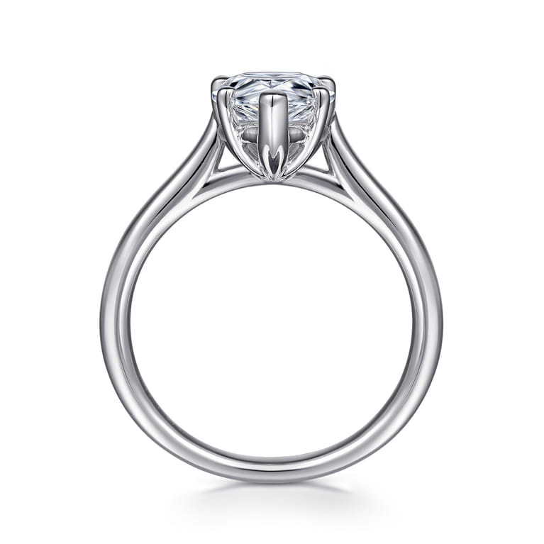 Anne - 14K White Gold Pear Shape Solitaire Diamond Engagement Ring - Shot 2