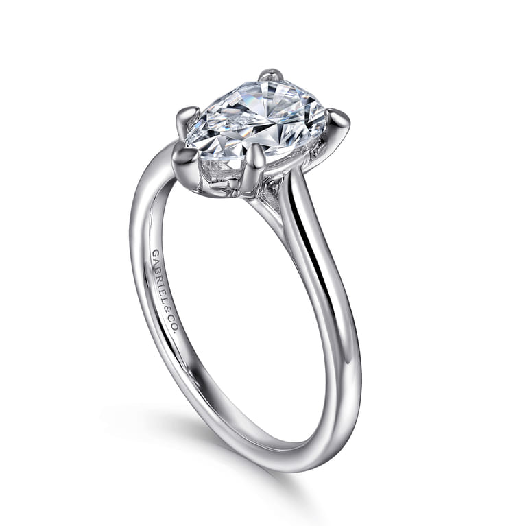 Anne - 14K White Gold Pear Shape Solitaire Diamond Engagement Ring - Shot 3