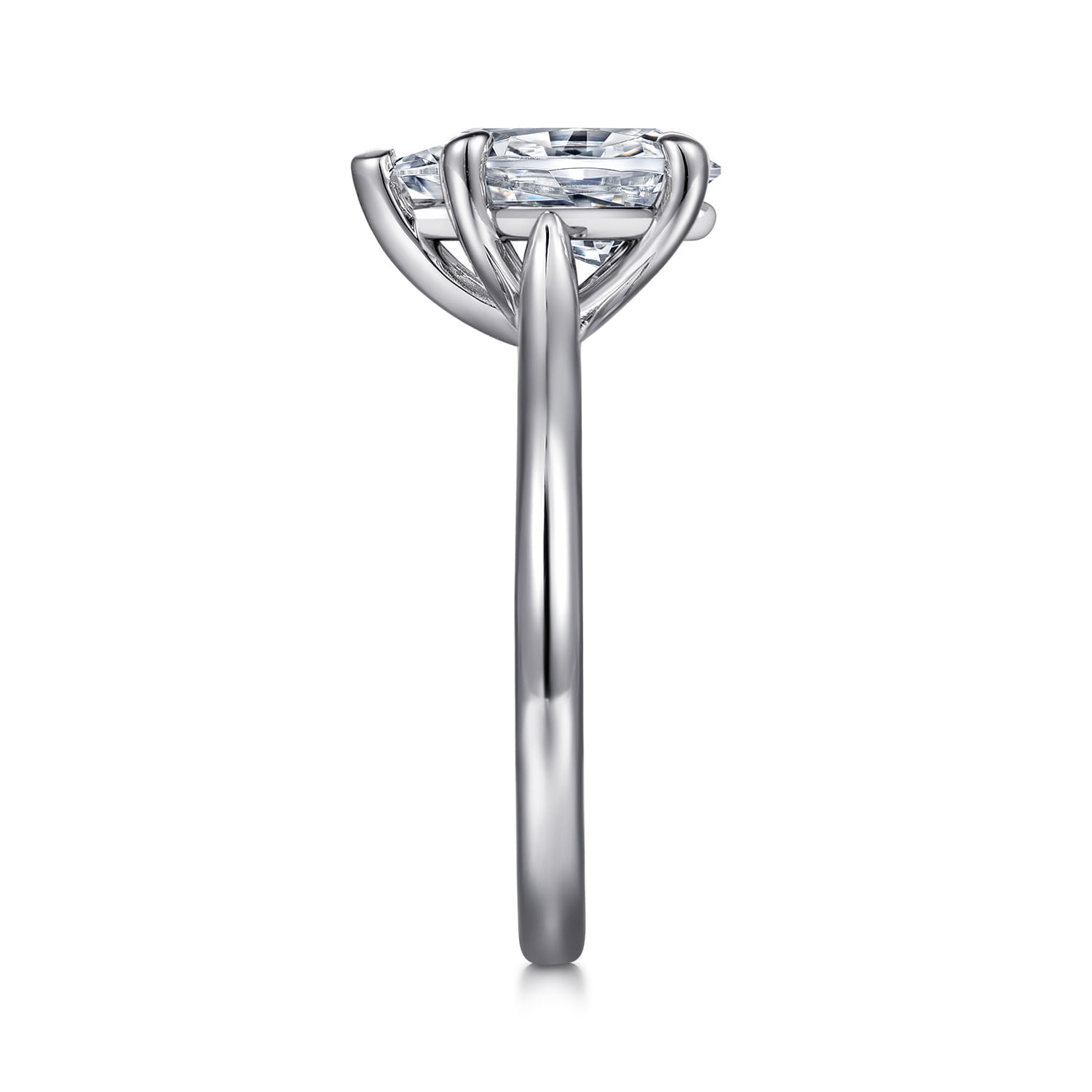 Anne - 14K White Gold Pear Shape Solitaire Diamond Engagement Ring - Shot 5