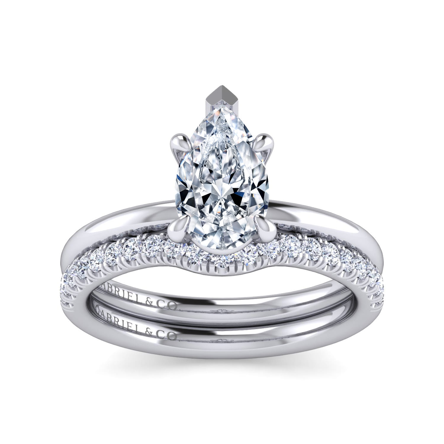 Pear Solitaire Ring in 14k White Gold Gabriel ER16338P6W4JJJ