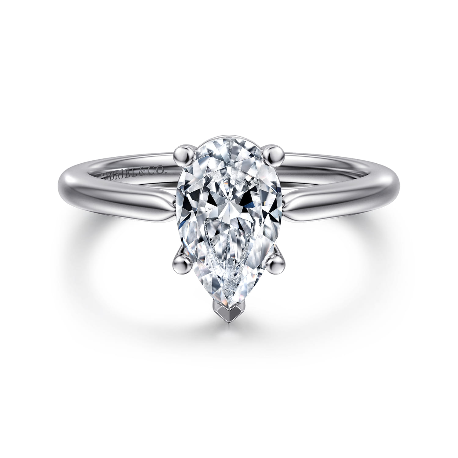 Anushka - 14K White Gold Pear Shape Solitaire Diamond Engagement Ring - Shot 1