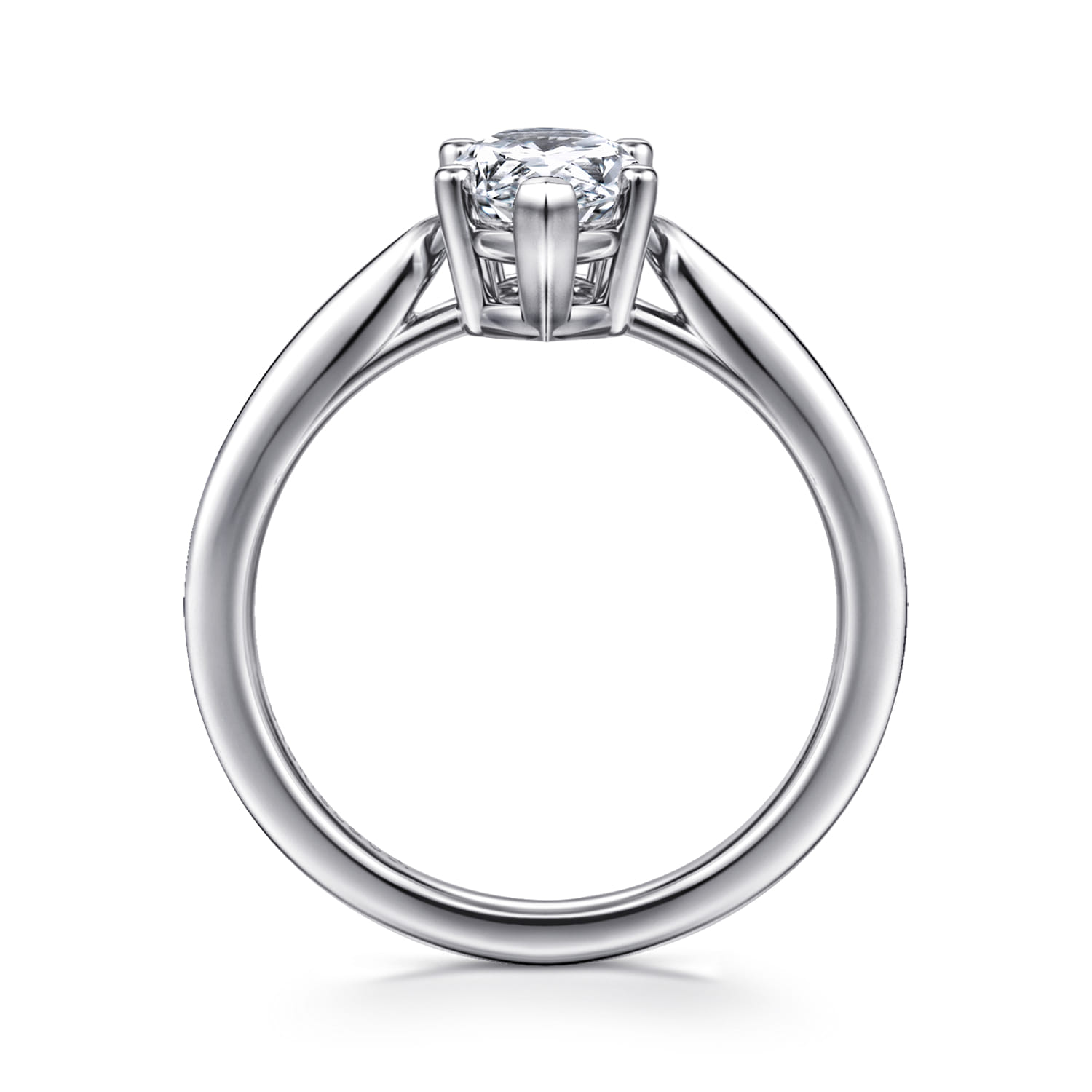 Anushka - 14K White Gold Pear Shape Solitaire Diamond Engagement Ring - Shot 2