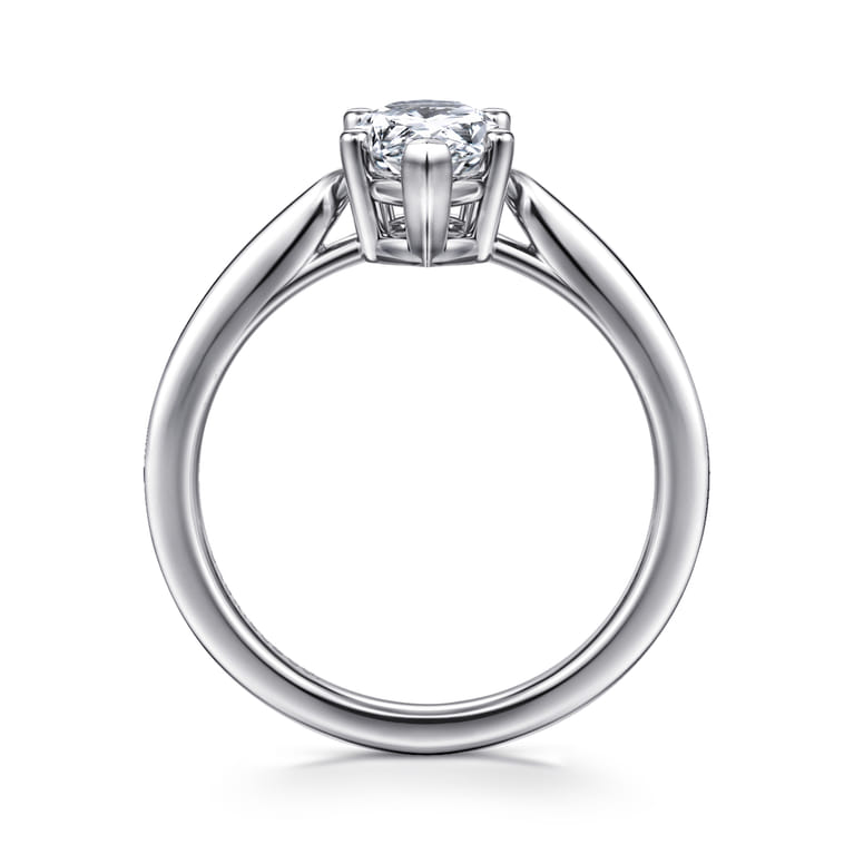 Anushka - 14K White Gold Pear Shape Solitaire Diamond Engagement Ring - Shot 2
