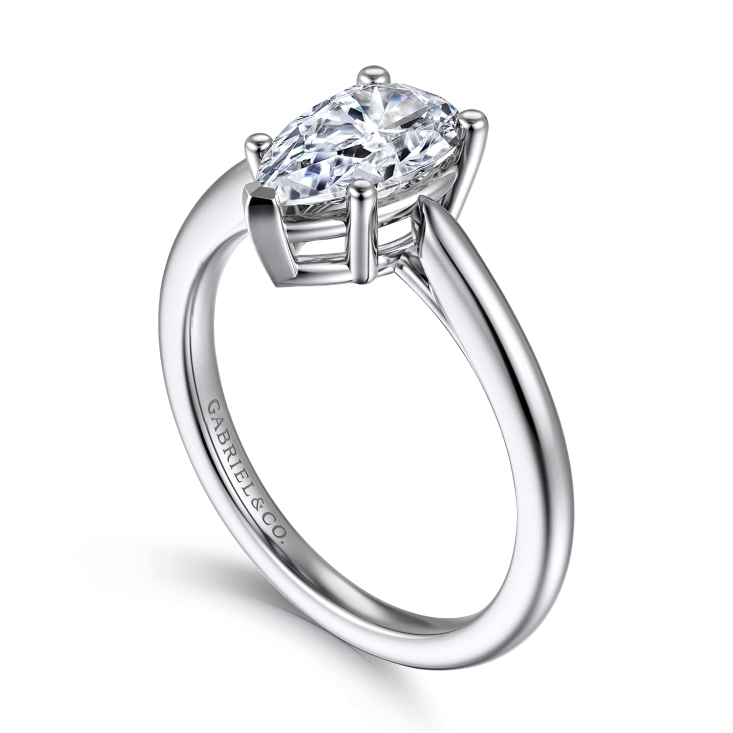 Anushka - 14K White Gold Pear Shape Solitaire Diamond Engagement Ring - Shot 3