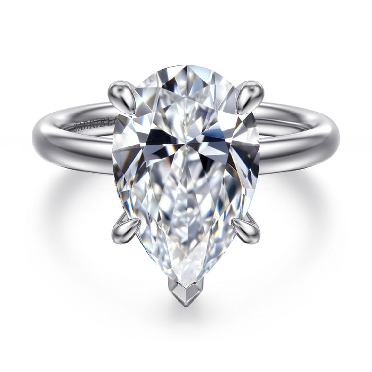 Unite - 14K White Gold Pear Shape Solitaire Diamond Engagement Ring - Shot 1