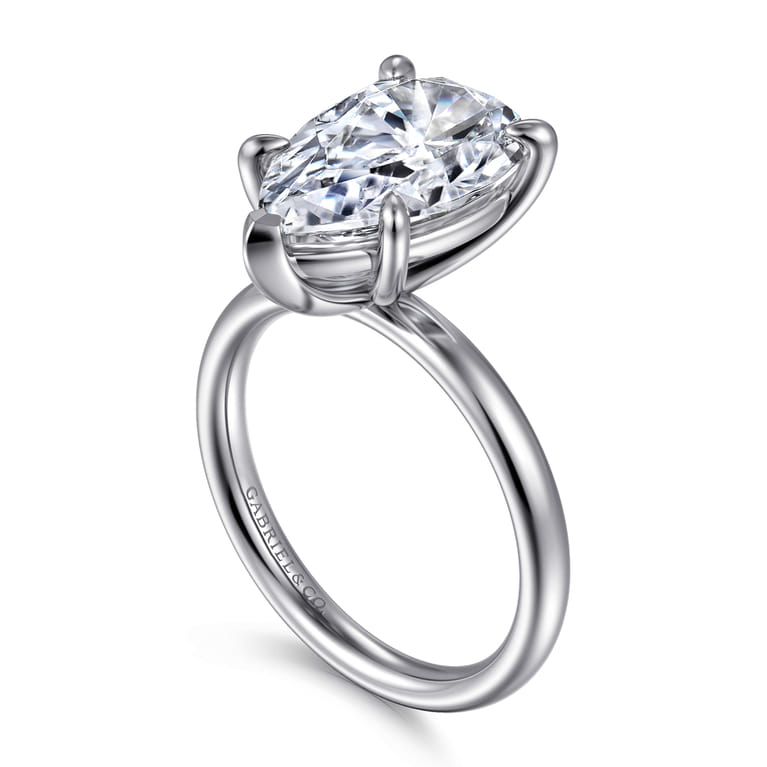 Unite - 14K White Gold Pear Shape Solitaire Diamond Engagement Ring - Shot 3