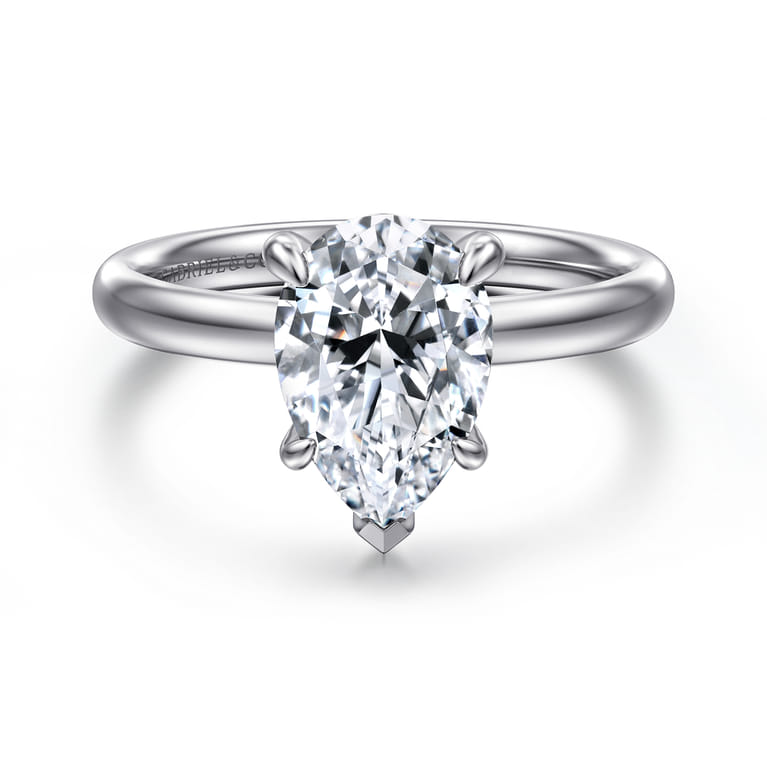 Unite - 14K White Gold Pear Shape Solitaire Diamond Engagement Ring - Shot 1